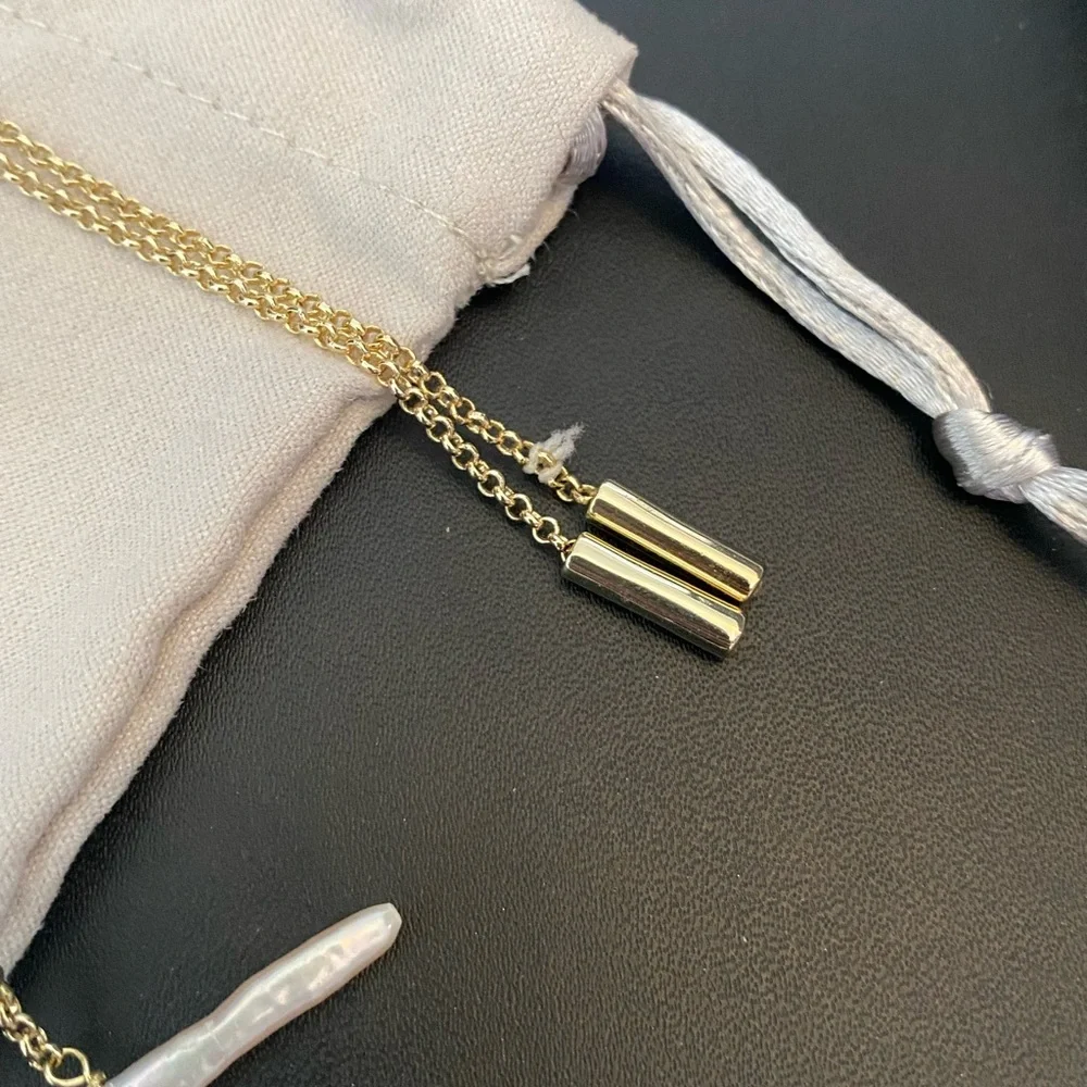 New Kendra Scott Eileen Long Strand Necklace pearls and gold metal - Picture 6 of 9